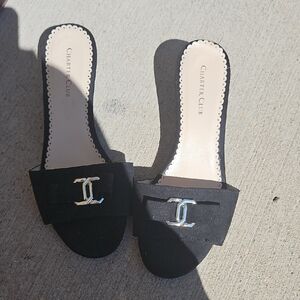 Charter Club Black Sandals with Gold Accents